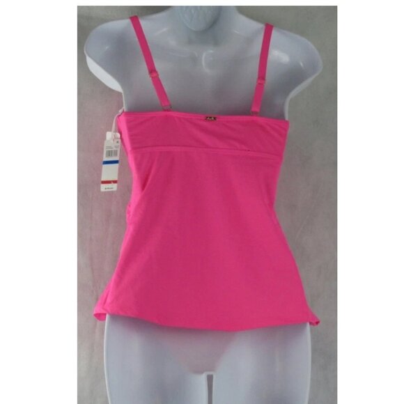 Anne Cole Women's Ruched Underwire Tankini Top Swimsuit, Pink Punch, 32DD / 34D - Picture 3 of 5